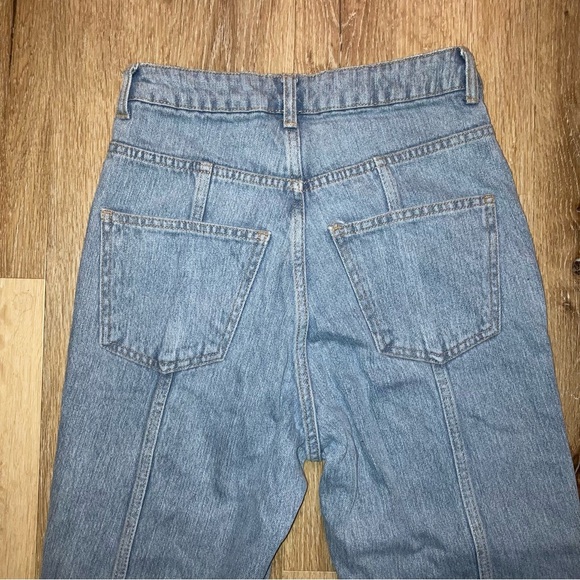 Topshop Yoke Bleach Mom Jeans High-Rise Denim Blue tapered Jeans Size 26 | Y2K - Picture 4 of 10